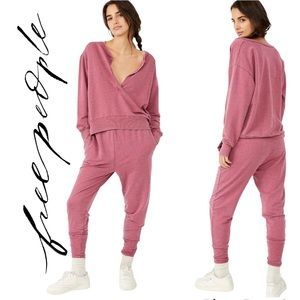 NWOT FREE PEOPLE Cozy Jogger In Dark Red